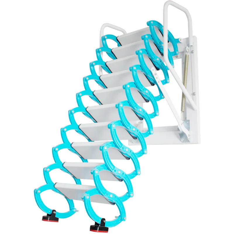 ！@Foldable Telescopic Stair Ladder with Stainless Steel & Galvanized Steel Modern Design for Villa Use Customizable Size view 4