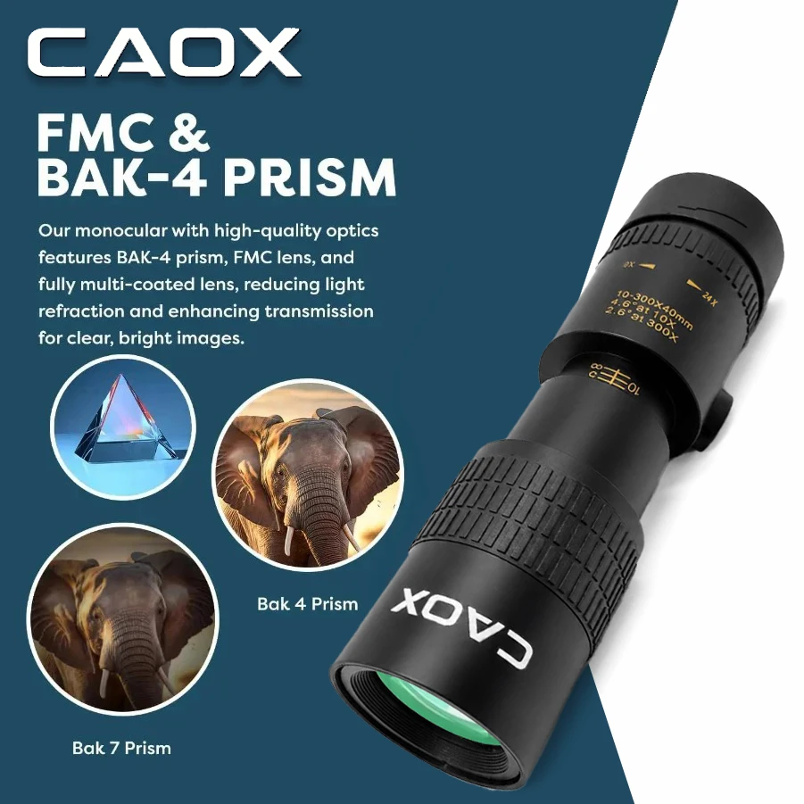 CAOX 10-30x40 Monocular Telescope High-Power Dual Focus Optical Zoom Scope High Magnification Long Range Night Spyglass Telescop