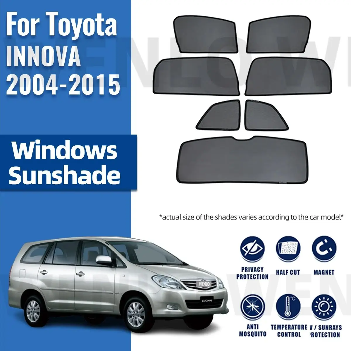 

For Toyota INNOVA AN40 2004-2016 Rear Side Window Sun Shade Car Sunshade Magnetic Front Windshield Mesh Curtain Sun Protection