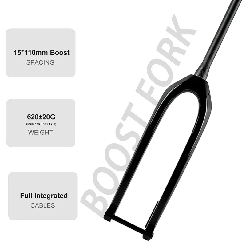

No Logo Full Integrated Cables Gloss Boost Fork,15*110mm,Ultra Light 620g,Disc Brake for MTB,Mountain Bike Accessories