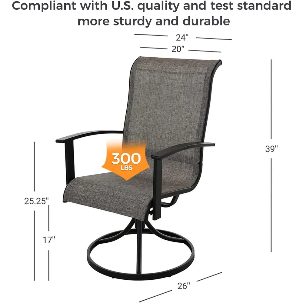 Outdoor Chair Set of 2, All-Weather Resistant, Withstand Loads of Up To 300lbs and 360-degree Rotation, Garden Chair