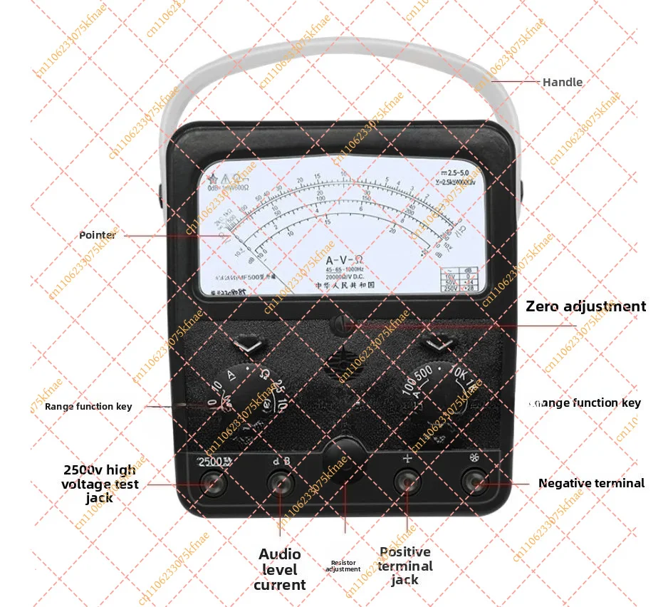 MF500 High Precision Analog Multimeter | 2500V Mechanical Pointer Meter with Inner/Outer Magnetic Options