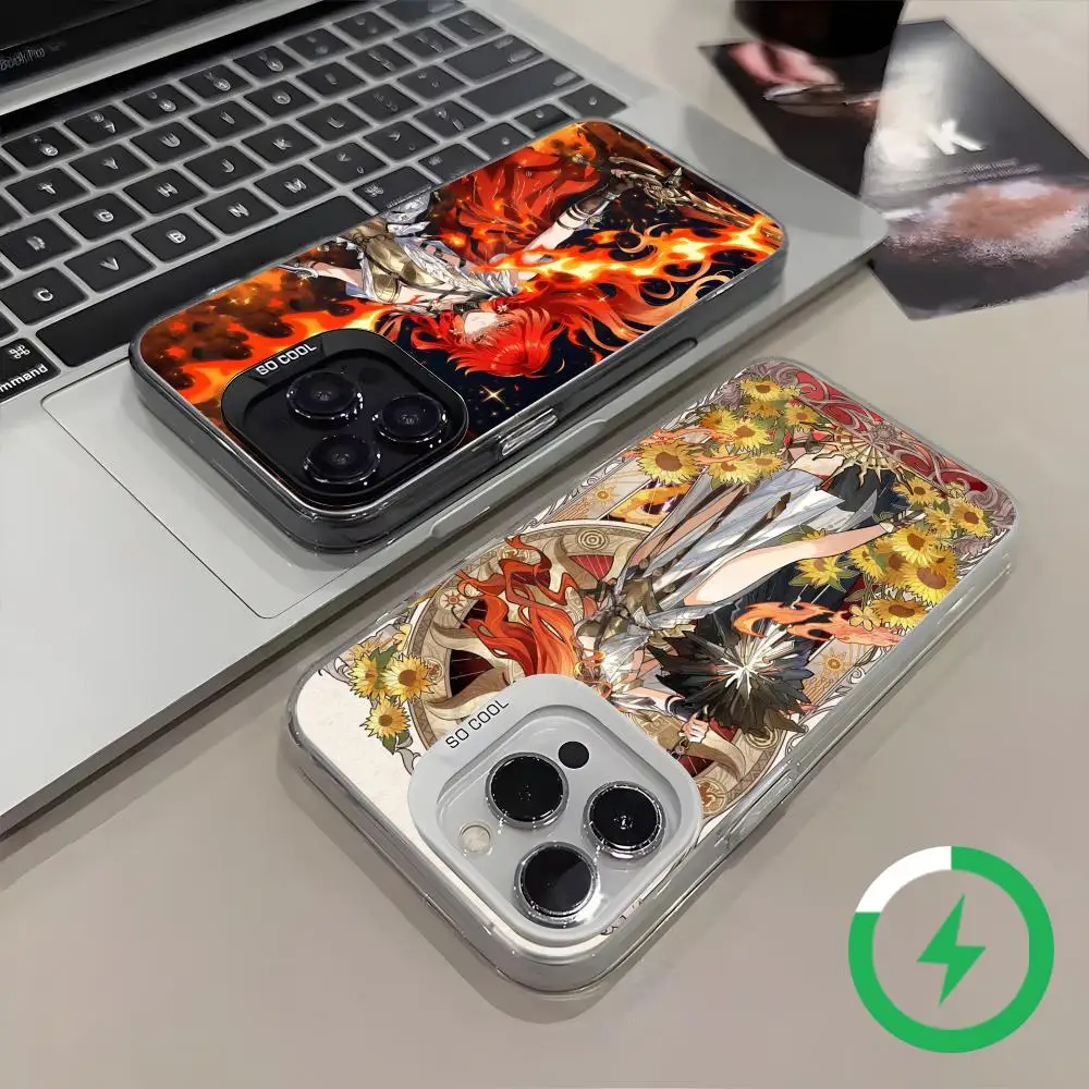 Wuthering Waves Augusta Girl Handyhülle schwarz magnetisch IMD Bunt Silber Geeignete Hülle für iPhone 17 16 15 14 13 12 11 Pro Max