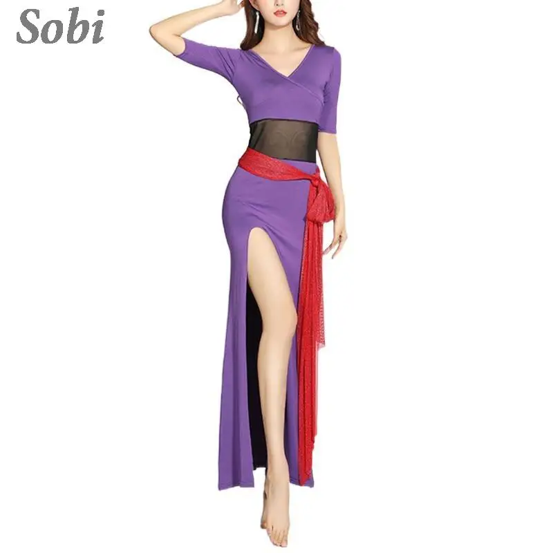 New Modal Belly Dance Practice Clothing One Pieces Sexy High Split Dress Women Lady Elegant Dancing Costume Belly Dance Wear