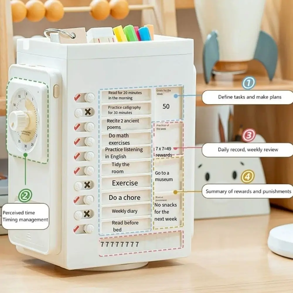 Mastering Time Management Good Habit Punch Card Convenient Rotating Pencil Holder Daily Task Planning Board Effective