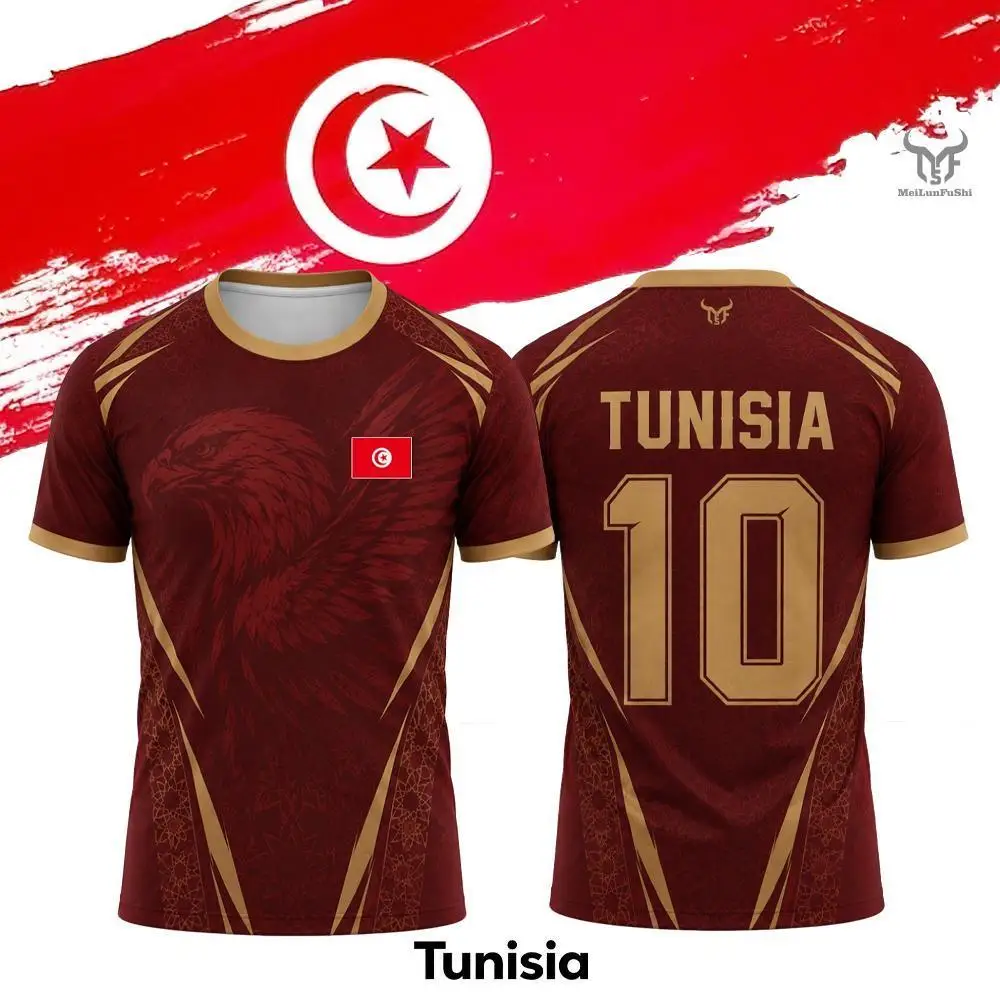 

New Tunisia Flag Print Football Jersey Men's Sports Quick-drying And Breathable Football Training Uniform Unisex Casual Tops