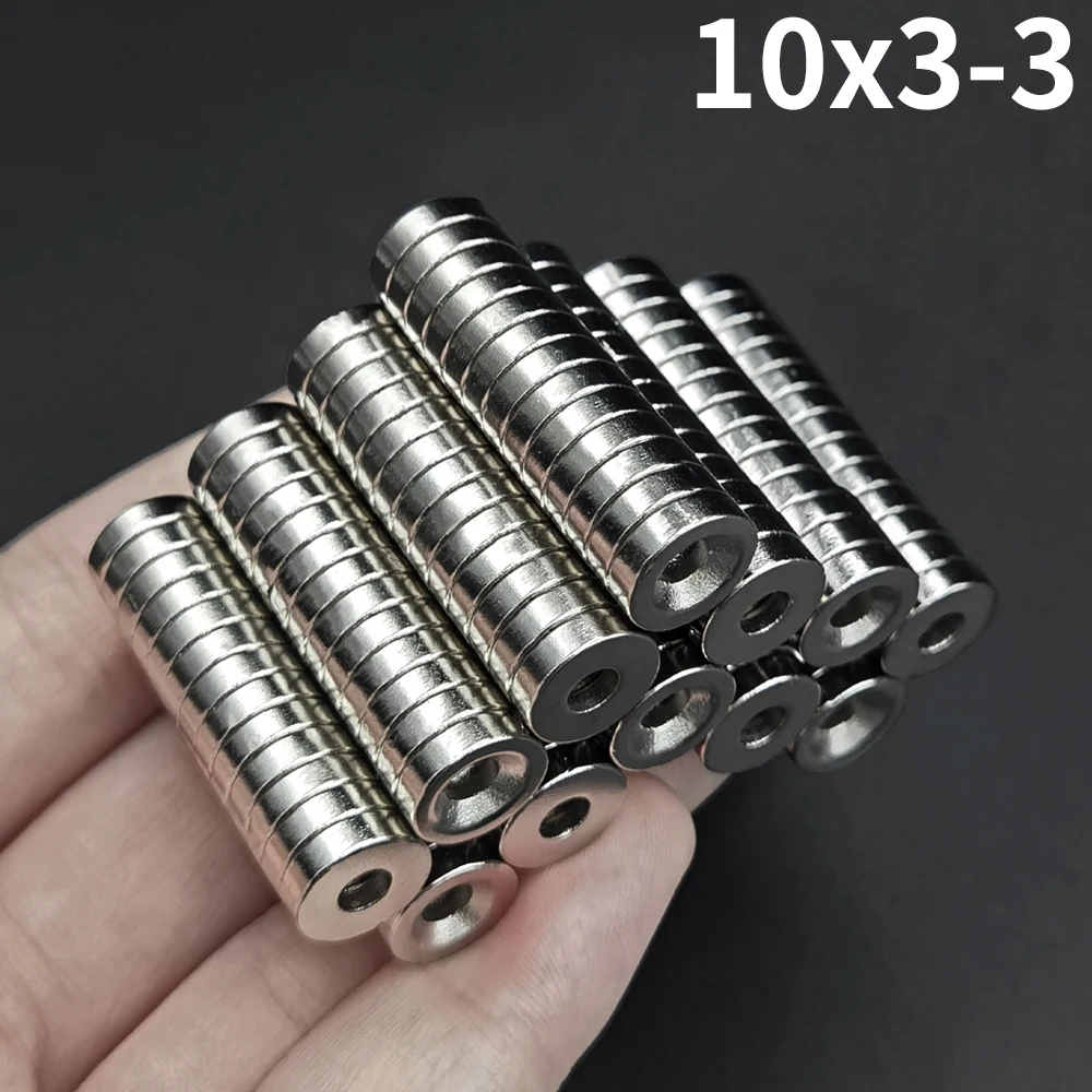 20Pcs 10x3-3 Neodymium Magnet 10mm X 3mm With Hole 3mm NdFeB Round Super Powerful Strong Permanent Magnetic Iman