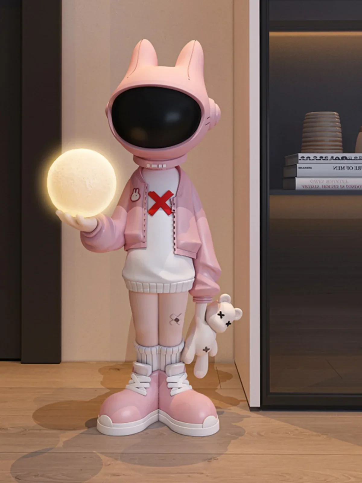 Modern Art Home Decor Pink Astronaut Statue Creative Nordic Sculpture Resin Craft Corridor Lamp Indoor Floor Decoration Figurine