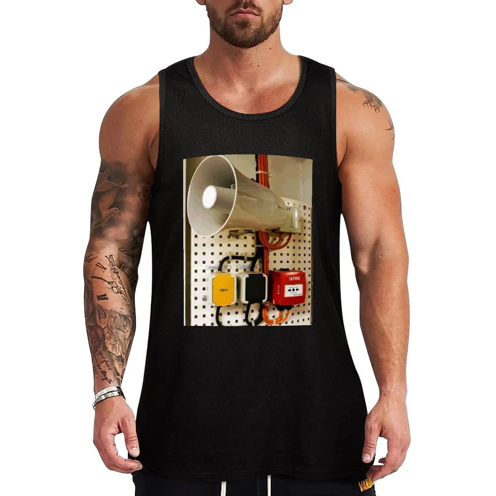 

Safety PA System and Fire Alarm Tank Top Men gym sportswear Gym t-shirt man Sleeveless men