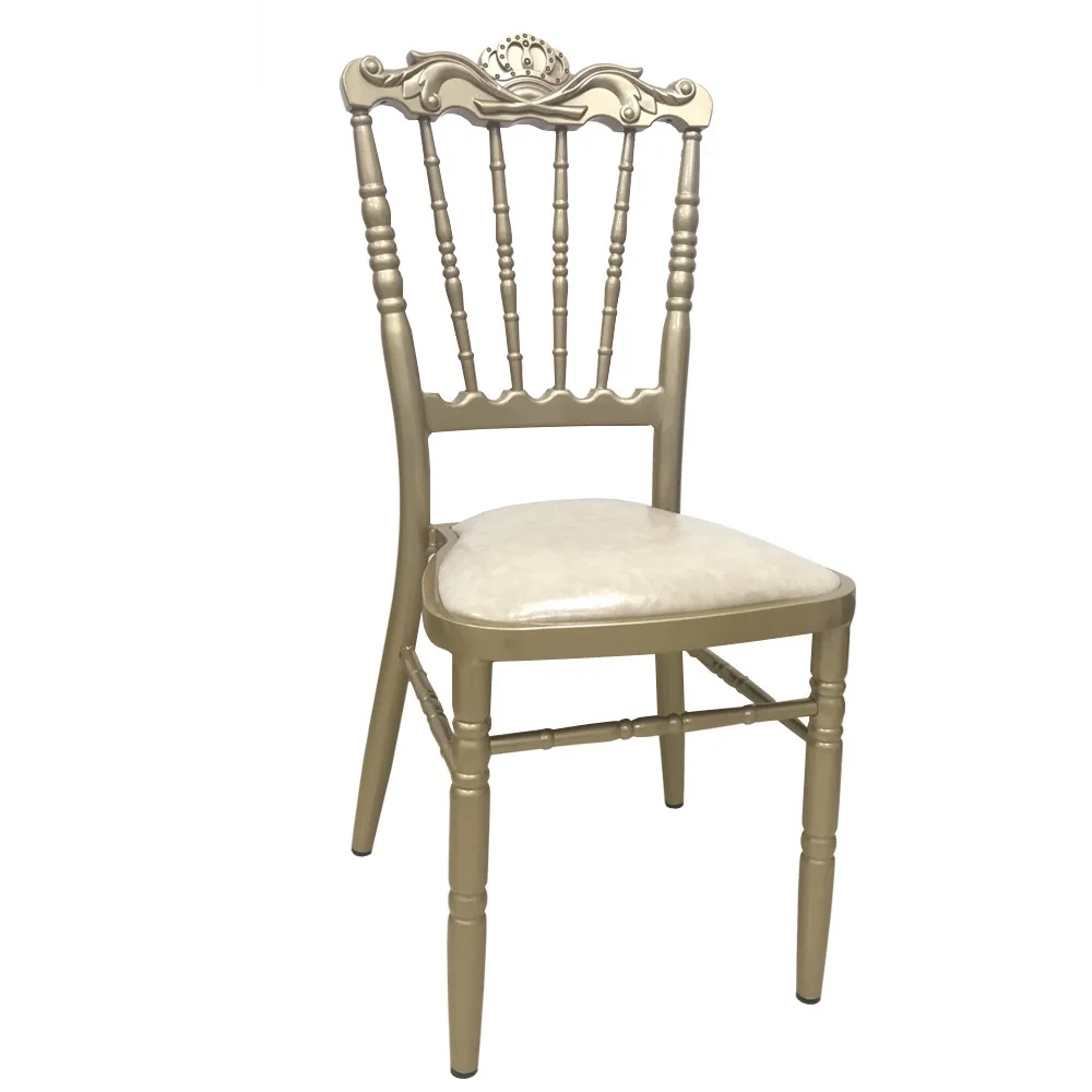 Fixed Seat Package Napoleon Chair Wedding Soft Package Bamboo Chair Aluminum Crown Dining Chair