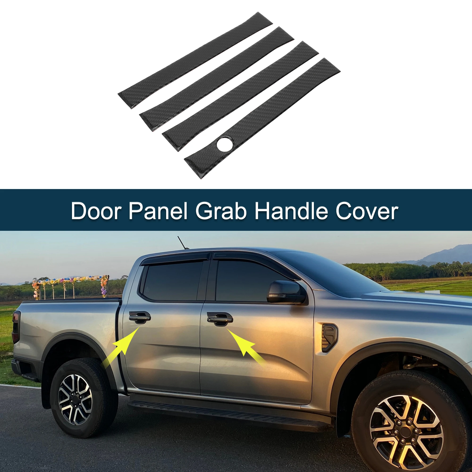 

UXCELL Door Panel Grab Handle Cover for Ford F-150 Raptor 15-20 Carbon Fiber Black 4pcs