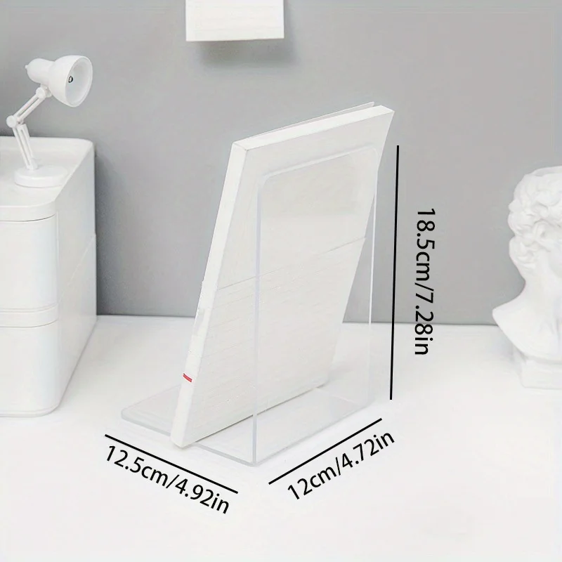 4/6/16 Book Ends Clear Acrylic Bookends for Shelves Heavy Duty Book End L Shaped Dividers Book Stopper for School Library File