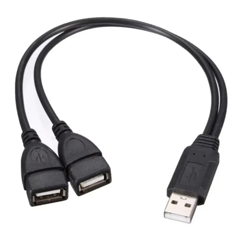 USB 2.0 A 1 Male To 2 Dual USB Female Data Hub Power Adapter One To Two Y Splitter USB Charging Power Cable Cord Extension Cable