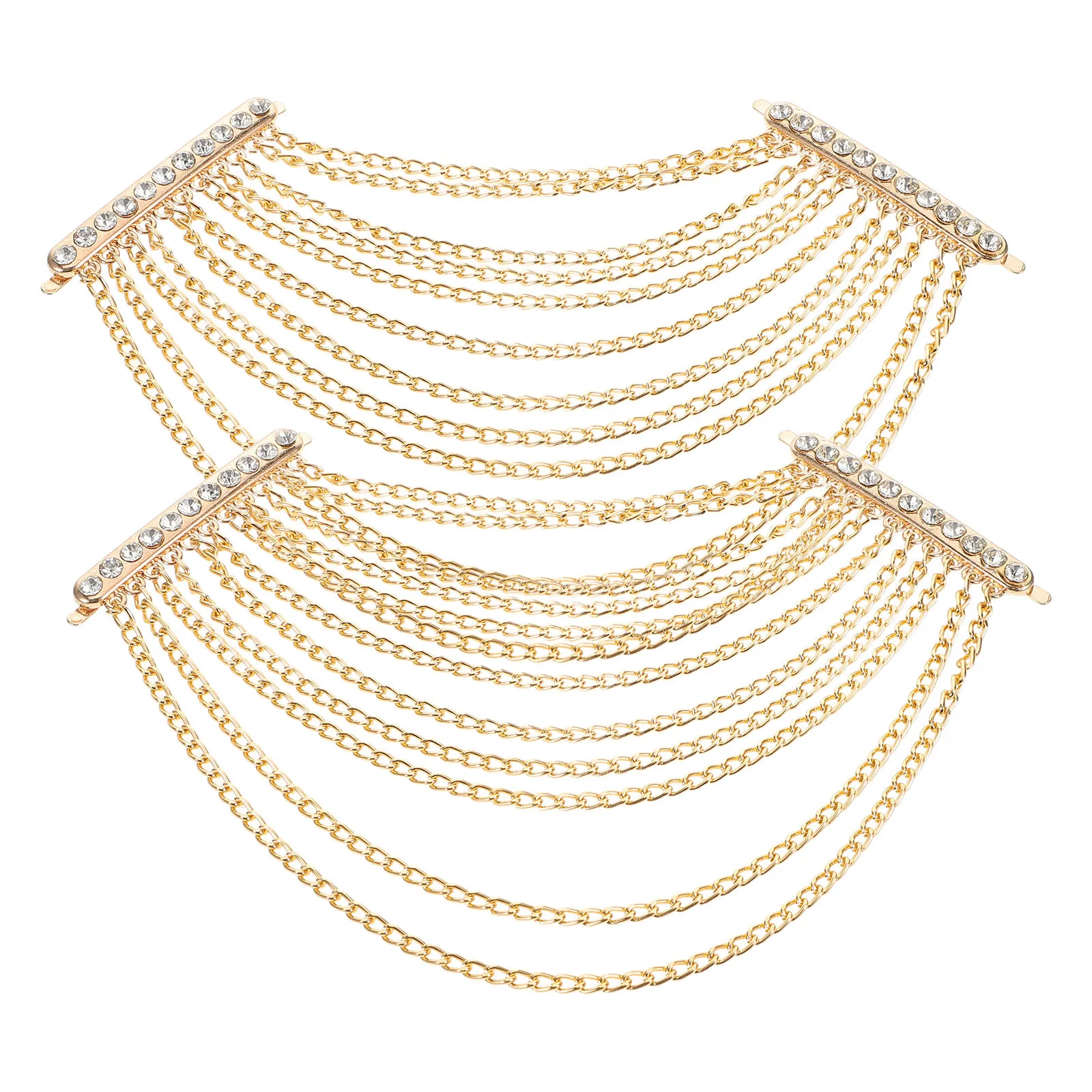 

1 Pair Rhinestone Tassel Epaulettes Vintage Chain Shoulder Brooch For Women Fashion Suit Decoration Accessories Sweater Shawl