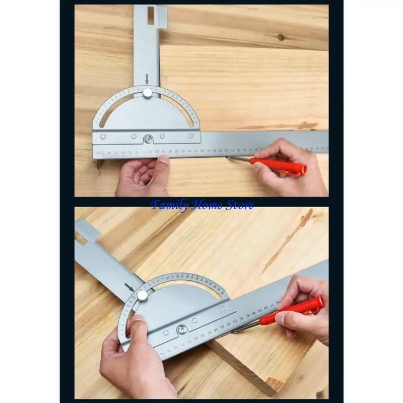 

P0UF Industrial-grade Stainless Steel Protractor with Clear Scale Woodworking Ruler Measure Tool Carpenter Tool Durable