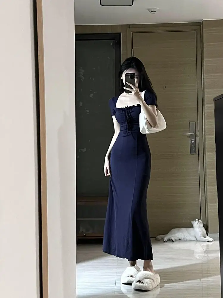 드레스 여성 코튼 드로스트링 티어드 맥시 스커트 해변 휴가 Boho 편안한 신선한 빛 흐르는 캐주얼 세련된 휴가 소프트