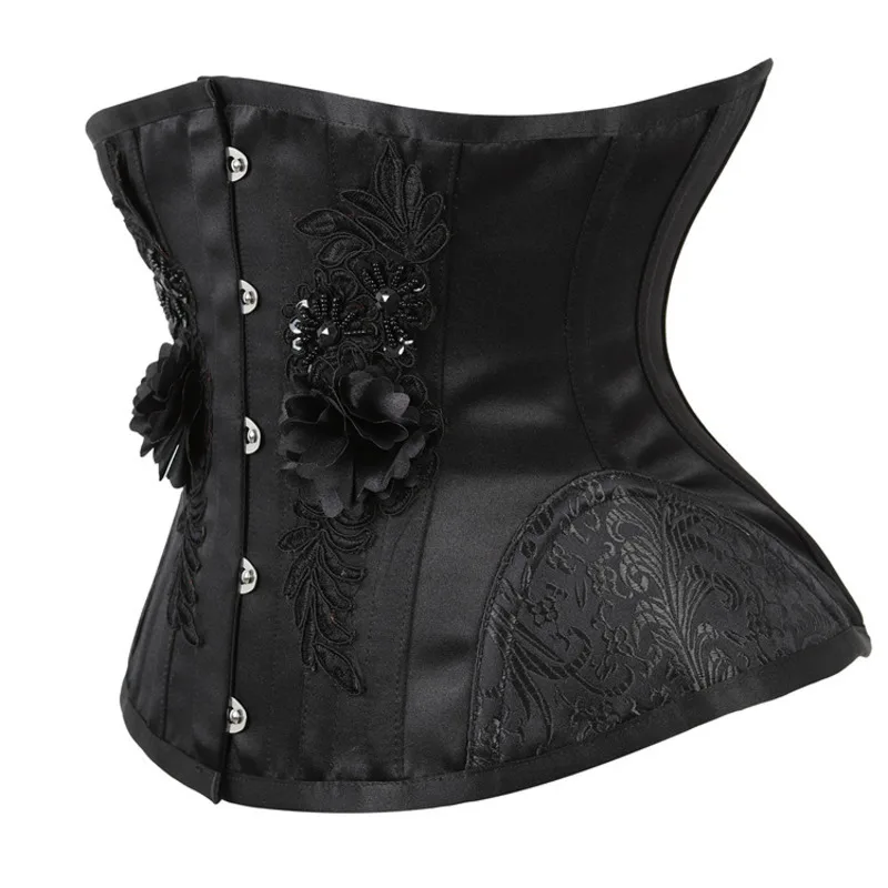 Gothic Waist Control Corset, Underbust, Steampunk, Cincher with Curved Hem Bustiers, Short Waist Trainer Vest, Underbust