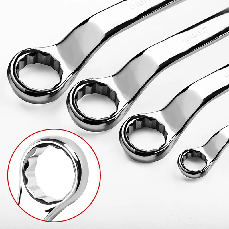 Multifunctional Double-ended Spanner 6-17mm Wrench Heat Treated Hardened Offset Ring Spanner Auto Repair Tool