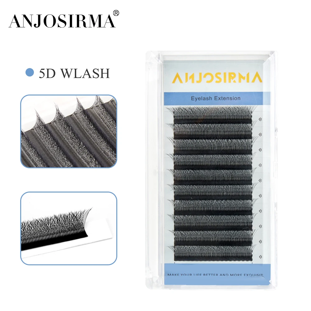 ANJOSIRMA 5D Eyelashes Extensions W shape Soft Natural False Eyelash Faux Mink Eyelashes Individual Prefabrication Fan