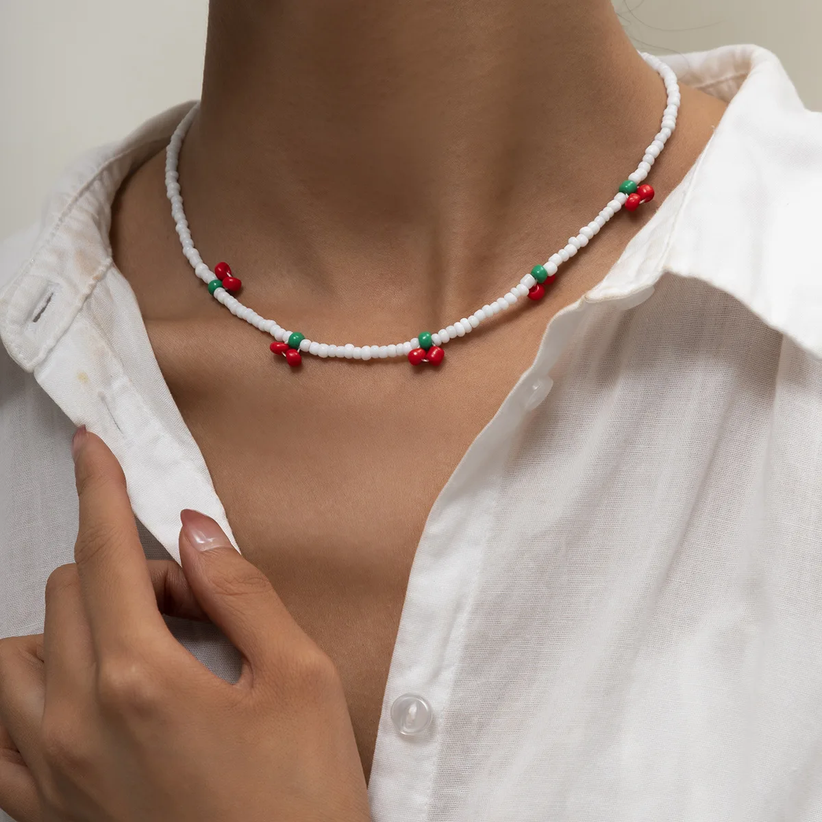 

Retro Necklace for Girls Neck Jewelry Sweet Jewellery Women Wholesale Colorful Beads Women's Stainless Steel Aesthetic Necklaces