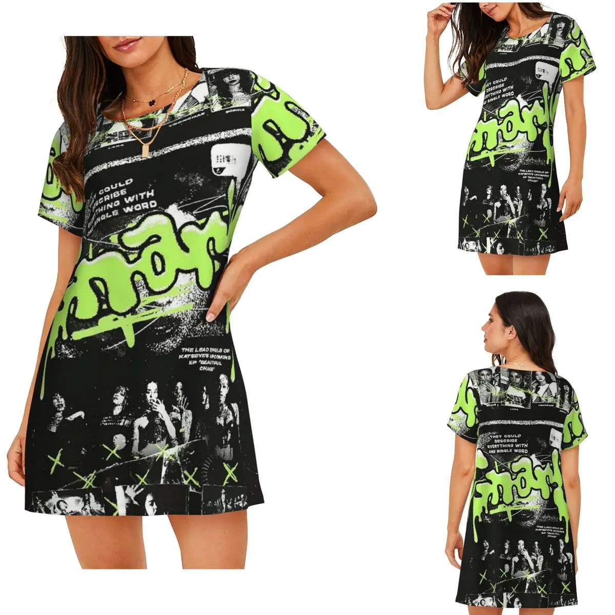 Korean Style KATSEYE Gnarly Short Sleeves Nightdress For Sleeping Sleepshirts Women Short Sleeve Nightgowns Soft Pajama Dress