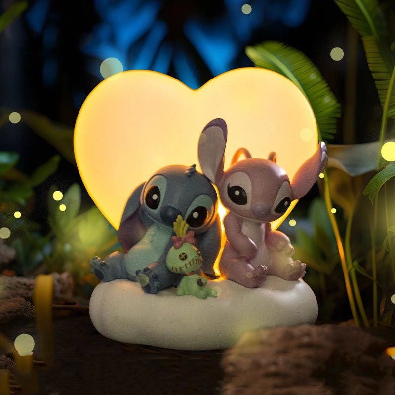 Miniso Disney Stitch And Angel Night Light Stitch Figures Room Decor Ornaments Toy Collectible Model Kids Toy Birthday Gift