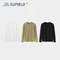 Supield Men Autumn and Winter Base Layer Warm Velvet T-shirt Couple 7A Antibacterial Anti Static Solid Color Women Long Sleeve