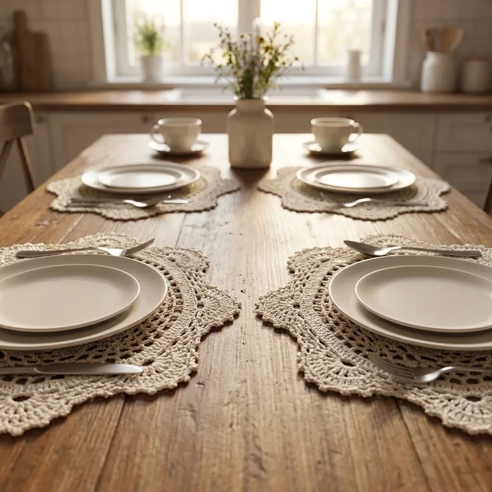 Vintage Table Runners Cotton Table Doilies For Daily Meals 35X25Cm Soft Cotton Dining Accessories Soft Cotton Thread