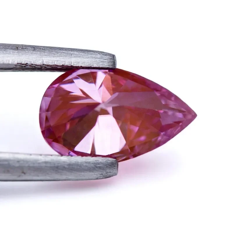 

Top Moissanite Stone Pear Shaped Sakura Pink Color VVS1 with GRA Certificate for Gemstone Charms Beads for jewel making