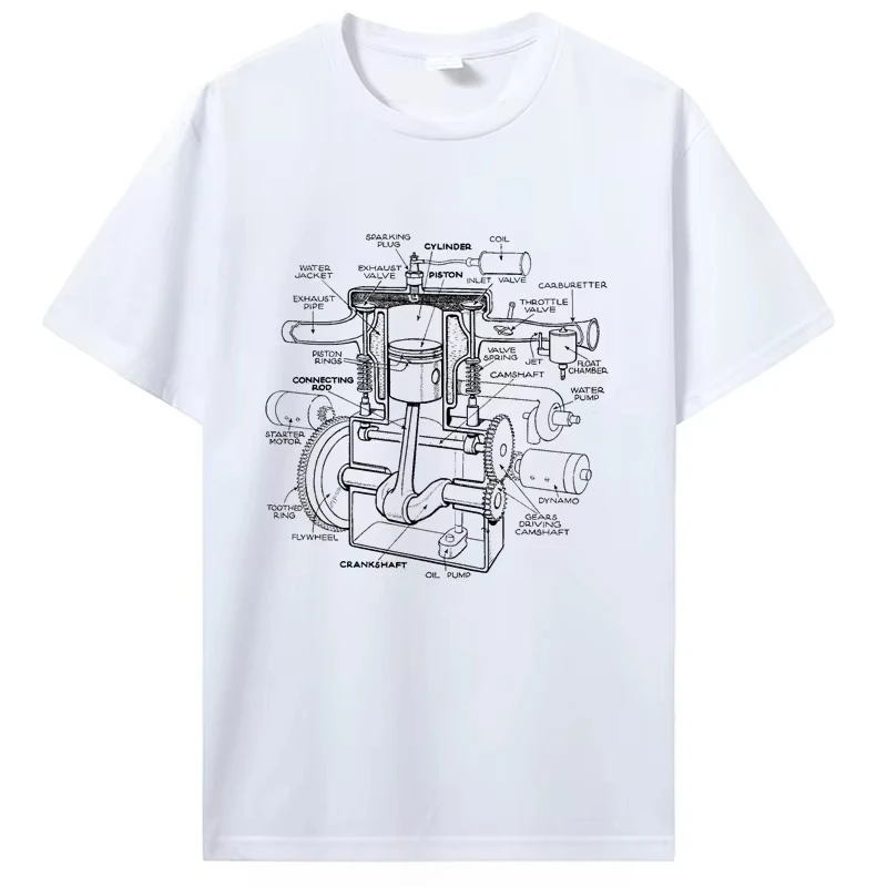 Mechanics Car Engine Pieces Cars Lovers Muscle Cars T-Shirt Men's Fashion Clothing Carguy Graphic Tee Tops Husband Gifts S-5XL