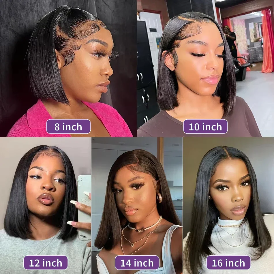 Short Bob Straight 4x4 Transparent Lace Front Wig