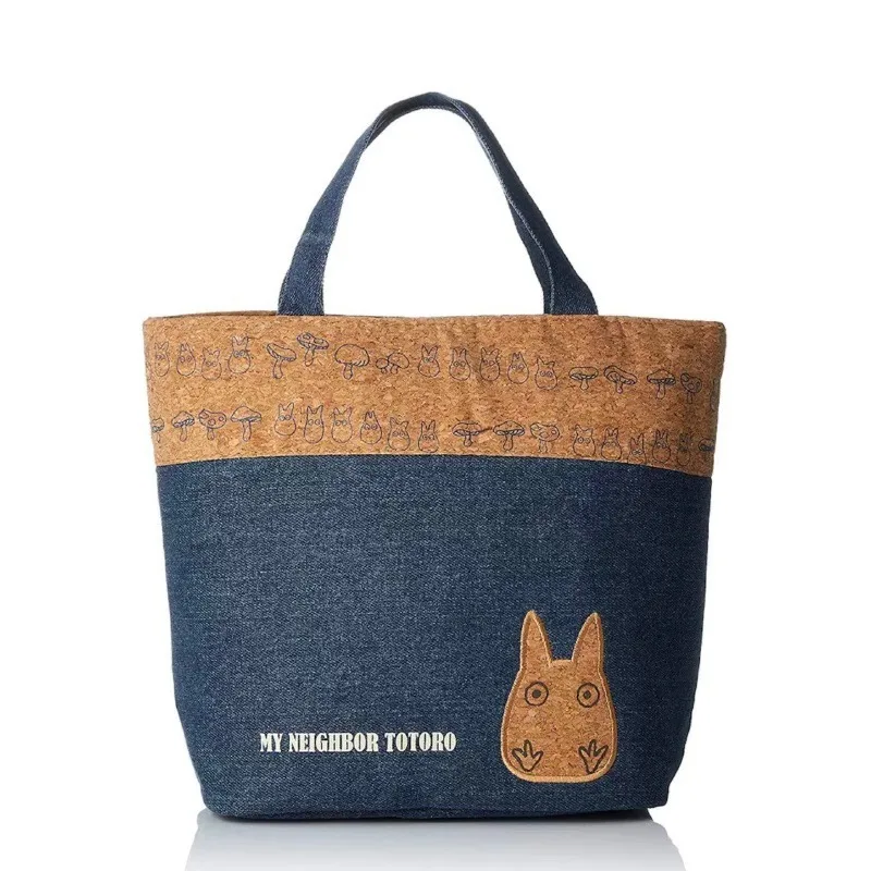 New My Neighbor Totoro Denim Thermal Lunch Bag Cute Cartoon Portable Insulated Handbag Student Cooler Tote for Food Storage
