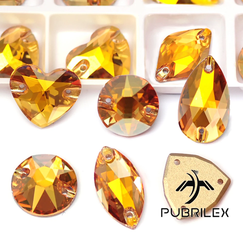 Sunshine Gold Hematite Rhinestones Crystal Sew On Rhinestone Sew On Stone Glass DIY Strass for Shoes Clothing Garment