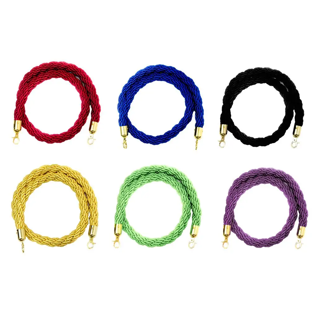 Crowd Control Rope Barrier Twisted Nylon Heavy Duty Stanchion Queue Line with Clip Hook for Airport Bank Hotel Lobby