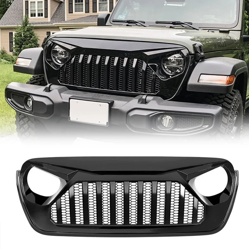 For Jeep Wrangler JL JT 2018-2025 4x4 Exterior Accessories Front Bumper Grilles Insert Mask Style Grill