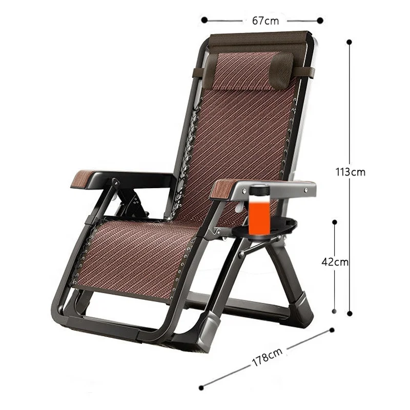 

Oversized Folding Deck Chair With Multi-Position Adjustable Backrest Light Weight Office Camping Tent Bed Cot