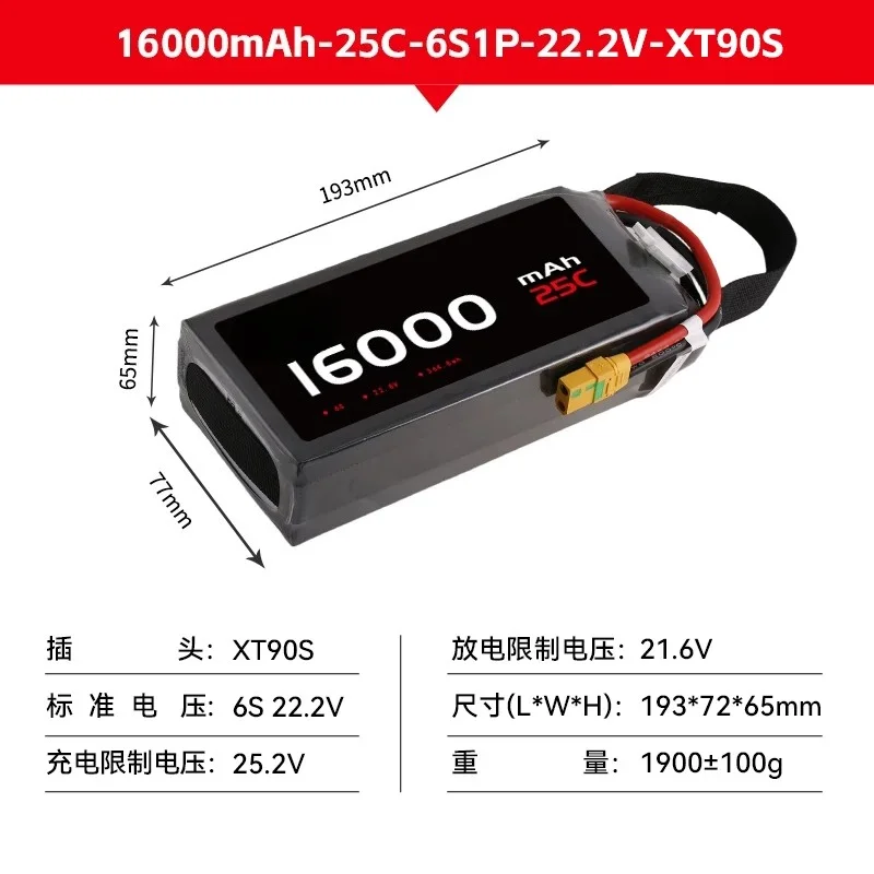 For Shouwangzhe25/15/5C 16000MAH 6S 22.2/22.8/23.7V High-rate Surveying and Mapping Aerial Photography Lithium Battery