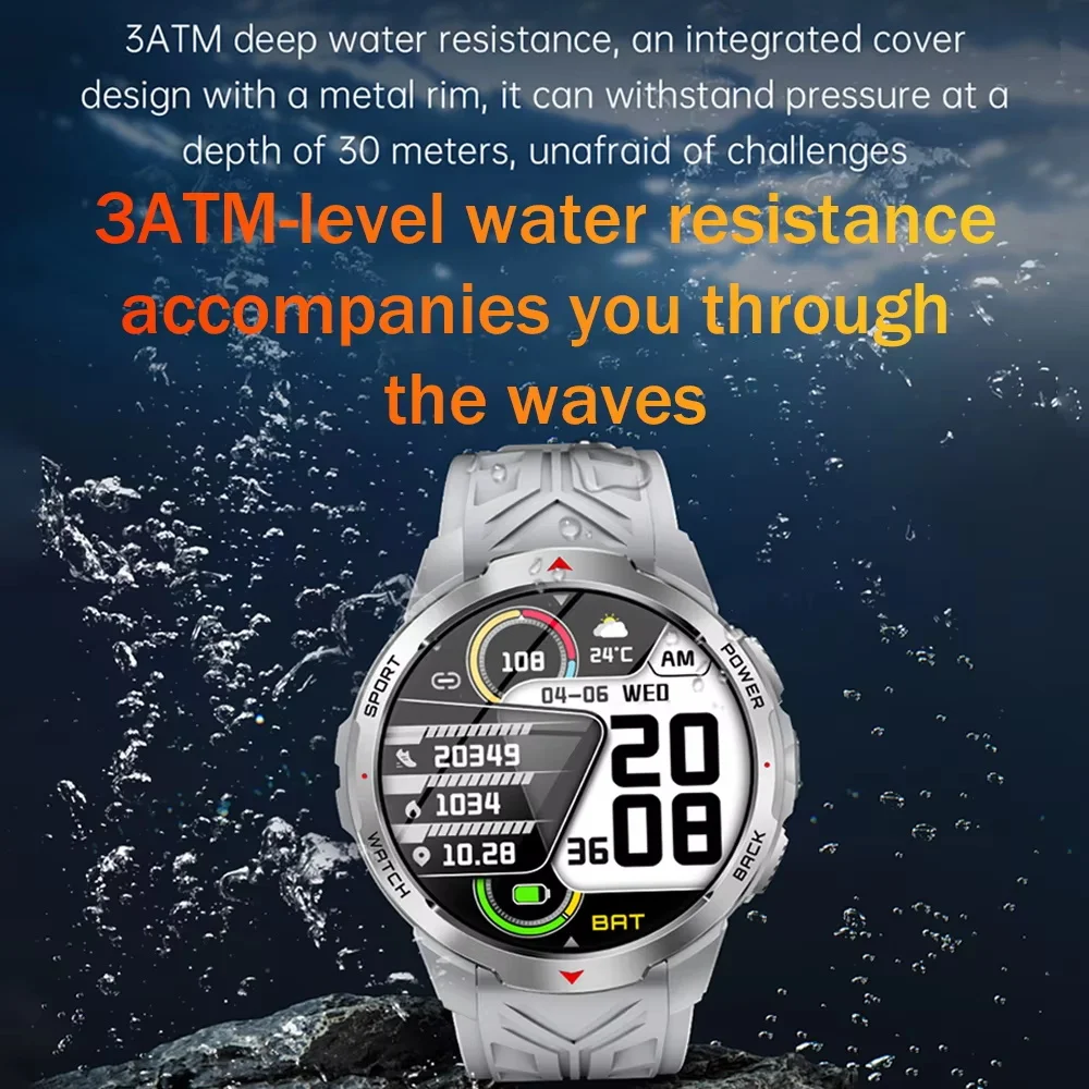 2026 nuevo reloj inteligente para hombres brújula 1100mAh batería grande linterna LED 3ATM impermeable Bluetooth llamada ritmo cardíaco reloj inteligente deportivo