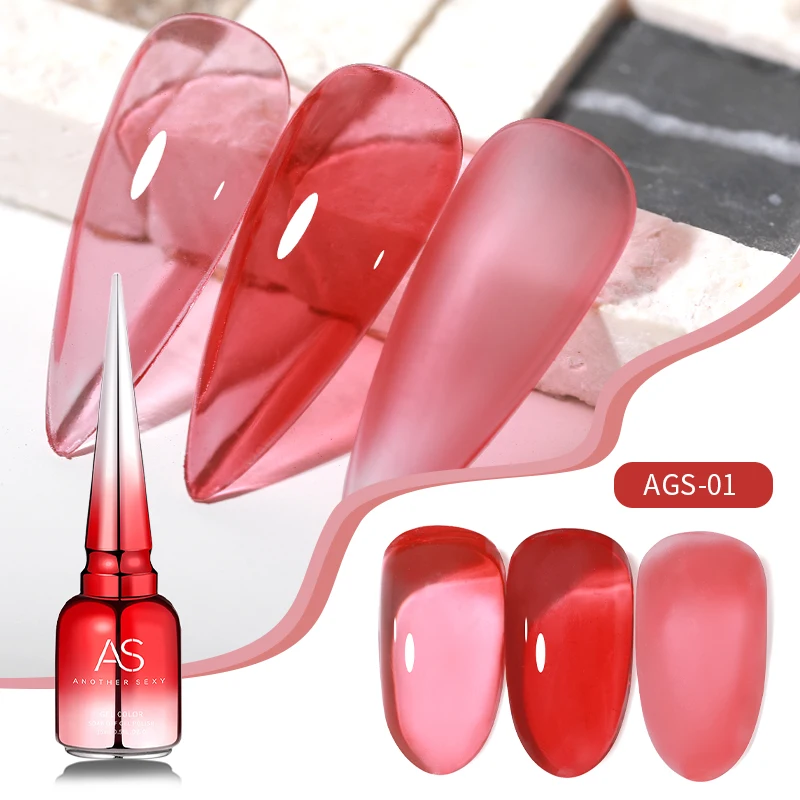 AS Jelly Gel Nagellak Rood Kristal Doorschijnend Doffe Kleur Nail Art Gel Semi Permanente Vernis Losweken UV LED Gel Polish