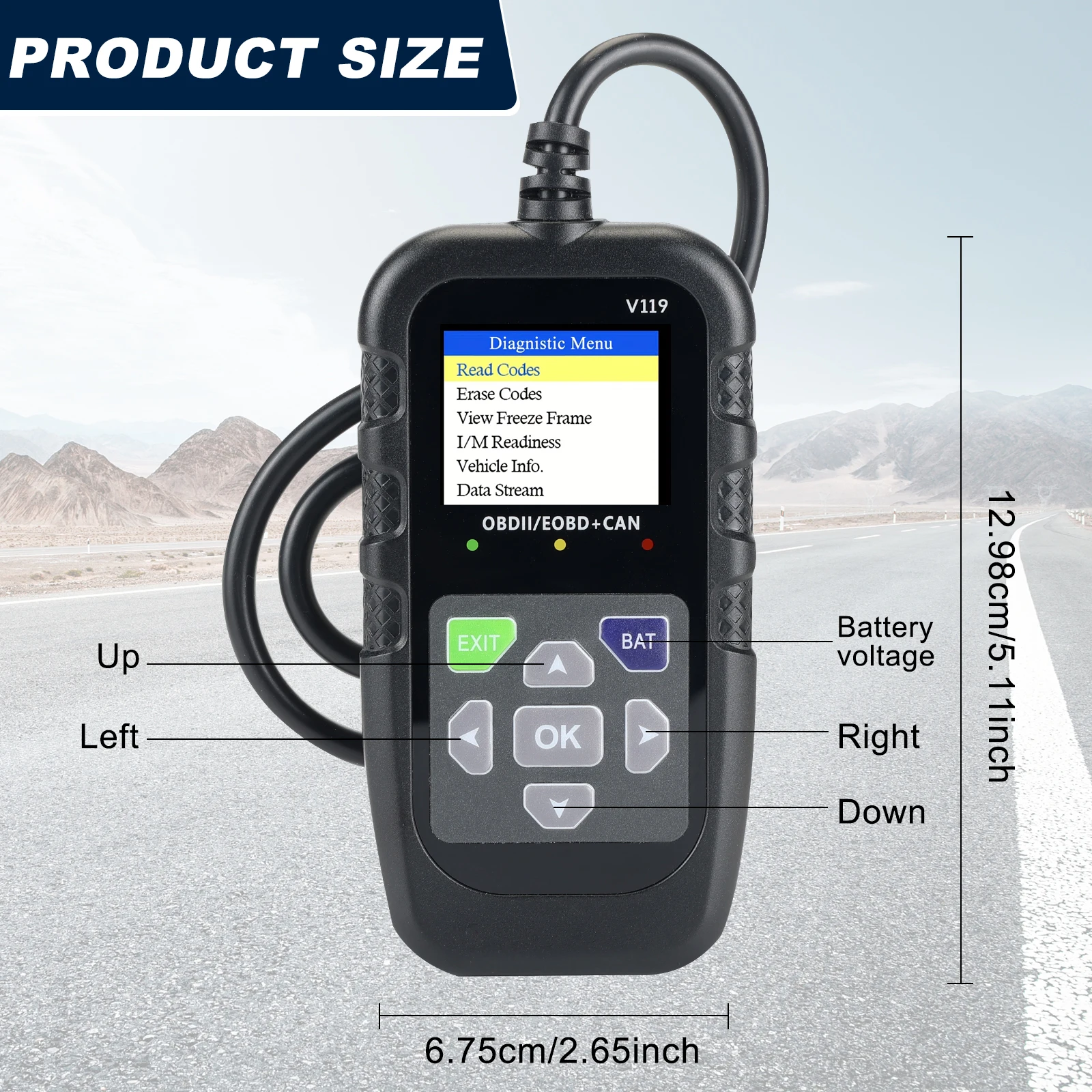 V119 OBD Scanner Auto Car Diagnostic Tool with Color Screen ABS ECU ODB2 Auto Scanner Vehicle Diagnostic Tool
