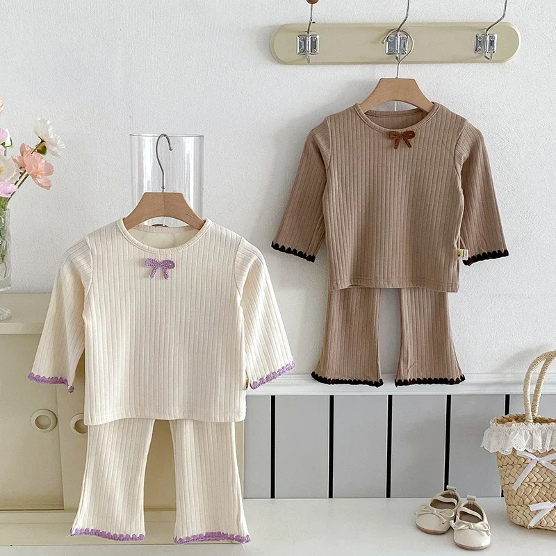 2025 New Autumn 0-4Yrs Kids Clothing Set Long Sleeved Cotton T-shirt+Pants Toddler Baby Girls Sports Clothes Suit