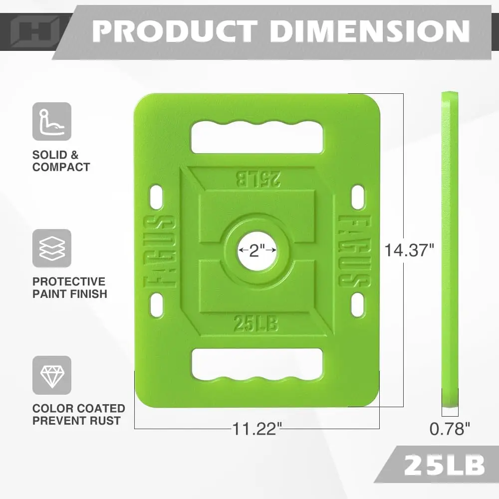 Color Coated 25LB Single Weight Plate, 2Inch Cast Iron Weight for rucking, Swings, Squat, Deadlift, Solid Cast Iron Weight Plate