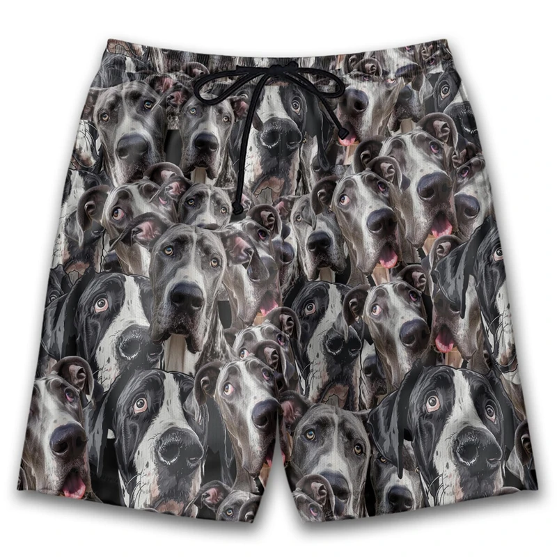 Funny Dog Face Graphic Bermudas Casual Hawaii Boardshorts Golden Retriever Pit Bull Short Pants For Men Clothes Dobermann Trunks