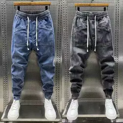 Fashion 2024 New Spring Autumn Loose Men's Drawstring Polar Big Boy Jeans Denim Jeans Casual Elastic Waist Yk2 Streetwear Pants