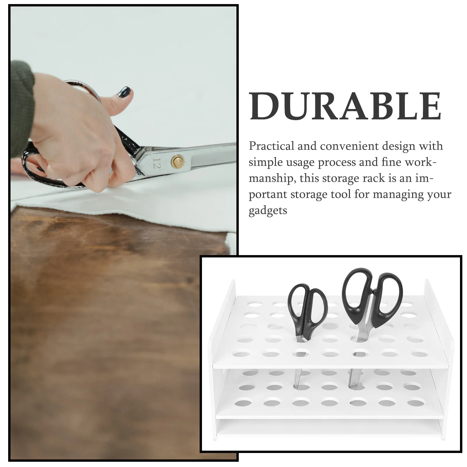 Wooden Scissors Storage Rack Multi-Functional Art Scissors Holder 35 Holes Desktop Organizer Test Tube Display Rack School