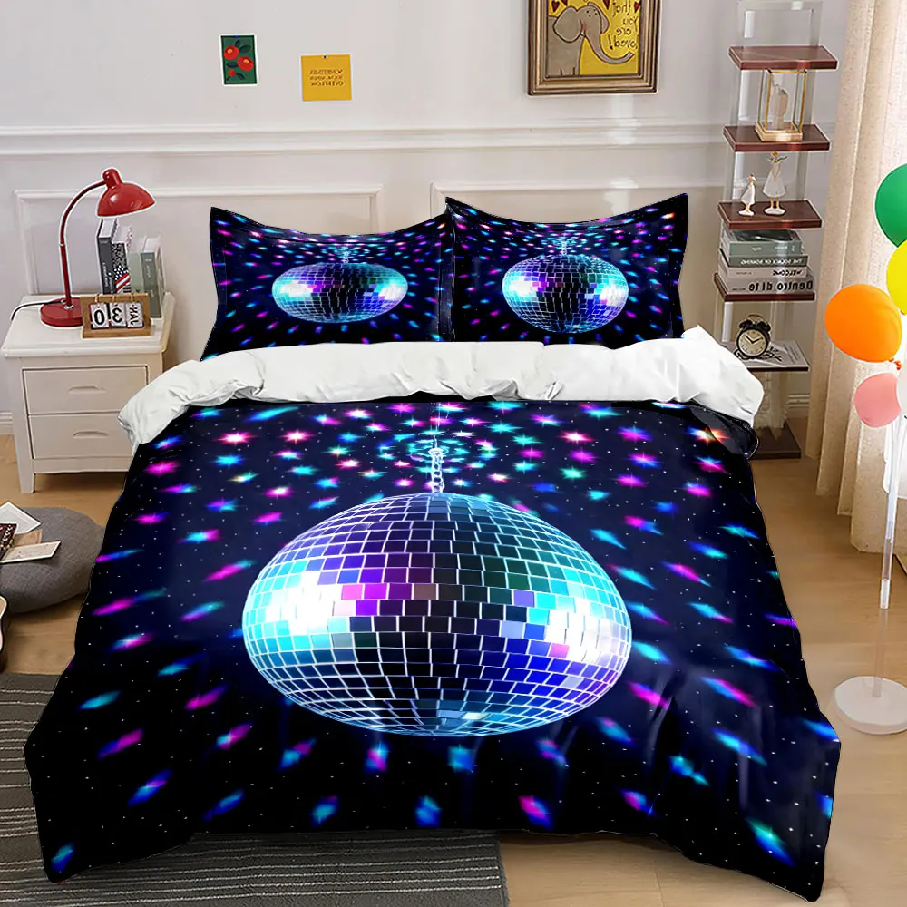 

Shiny disco ball with colorful lights Print Bedding Set 1Duvet Cover 2 Pillowcases for Adult and Children Luxury Gift Full Size