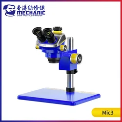 MECHANIC Mic3 7X-50X Trinocular Stereo Microscope WF10X25 Eyepieces CTV 0.45X Adapter Adjustment LS3 Eye Protection LED Ring Lam