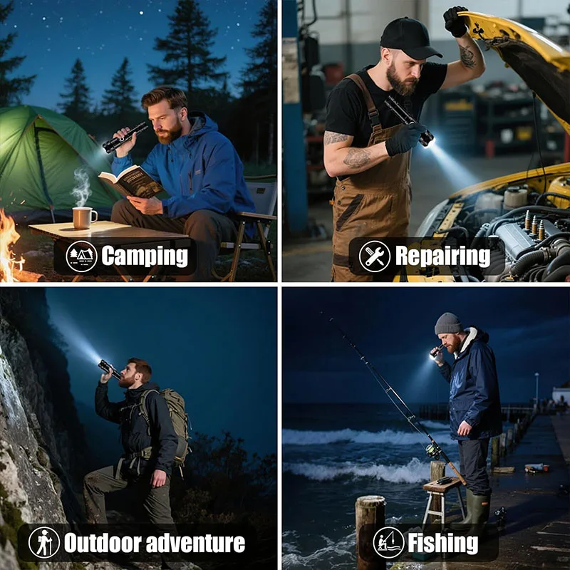 Leistungsstarke Wiederaufladbare LED-Taktische Taschenlampe, Superhelle Handlampe für Notfälle, Wandern und Jagd – Detail 7