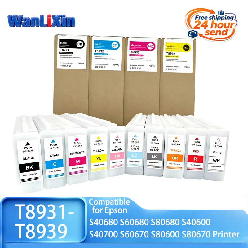 700ML T8931-T8939 8931~8939 Ink Cartridge Compatible For Epson S40680 S60680 S80680 S40600 S40700 S60670 S80600 S80670 Printers