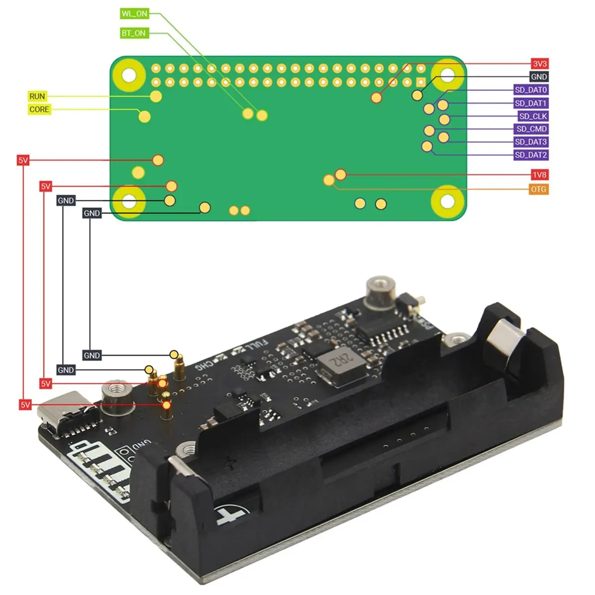 

(ABGQ) Плата расширения для управления питанием UPS X306 для Raspberry Pi Zero 2 W, плата резервного питания от аккумулятора 5В